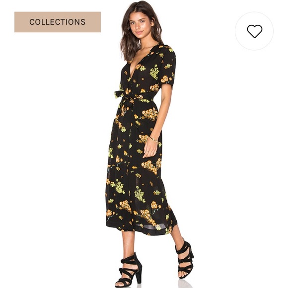 black and yellow wrap dress